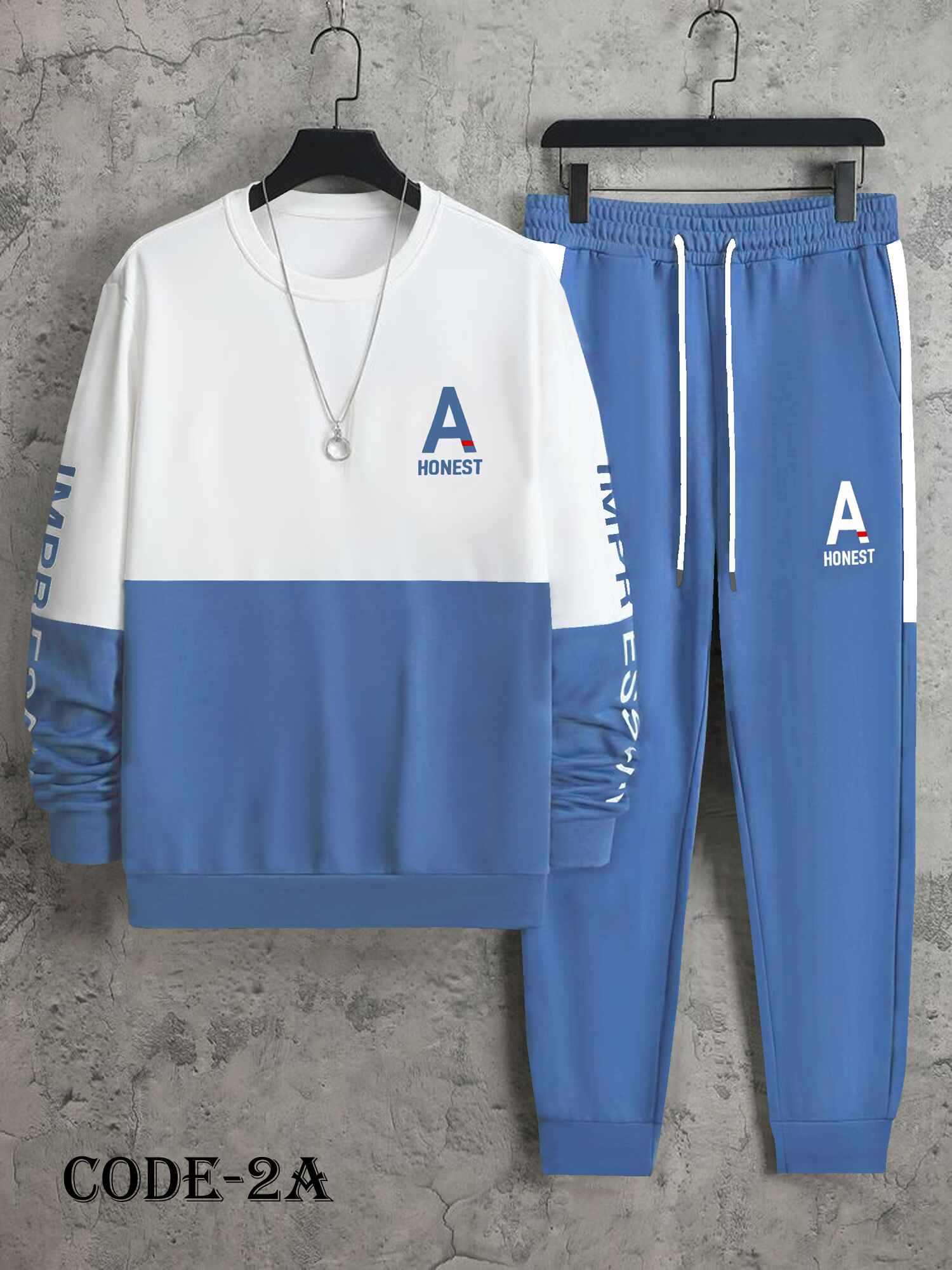 Men's Long Sleeve Sweatshirt And Sweatpants Joggers Set For Winter-2A